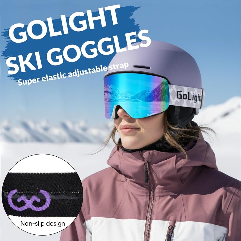 Golight XL Frameless Ski Goggles – OTG Snowboard Goggles with Anti-Fog Lens, UV400 REVO Mirror Protection for Men & Women - Image 2